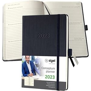 SIGEL C2312 weekkalender Conceptum 2023, ca. A5, zwart, hardcover, 2 pagina's = 1 week, 192 blz.