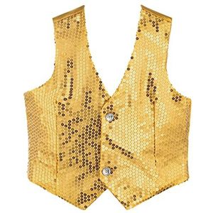 Dress Up America Vest met gouden pailletten voor volwassenen, glanzend dansvest voor volwassenen, feestkostuum voor heren
