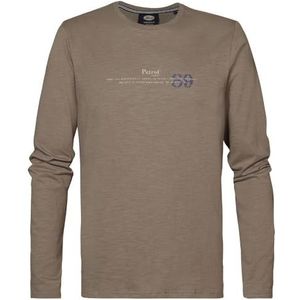 PETROL INDUSTRIES Heren Ls T-shirt met ronde hals, gebreid, Donker zand