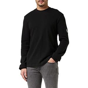 Calvin Klein Jeans Heren T-shirt met monogram wafelpatroon, zwart