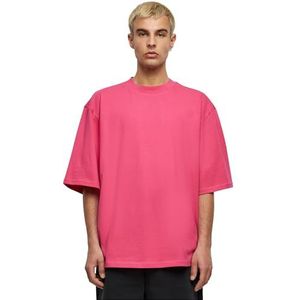Build Your Brand T-shirt met oversized mouwen T-shirt voor heren, Roze hibiscus