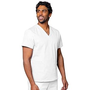 Adar Universele Scrubs Unisex Scrubs - Top met V-hals, Wit.