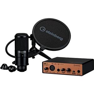 Steinberg UR12 Podcast Starter Pack - tweekanaals USB 2.0 audio-interface, ST-M01 studio-condensatormicrofoon en accessoires (softwarepakket inclusief WaveLab Cast, Cubase Al en Cubasis)
