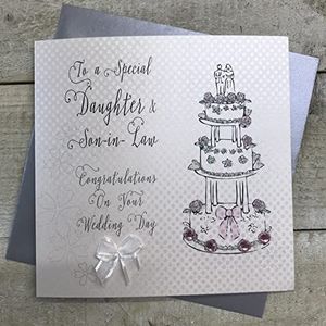 WHITE COTTON CARDS BD28 Wenskaart voor de trouwdag ""To A Special Daughter and Son-in-Law Congratulations on Your Wedding Day