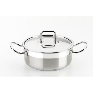 BRA Professionnel steelpan met deksel, roestvrij staal 18/10, 32 cm, grijs