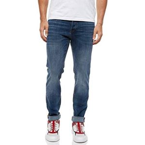 JACK & JONES Men Jeans TIM JJ ORIGINAL Straight Legs Slim Fit Flat Front, Dark blue-2, 32W / 32L