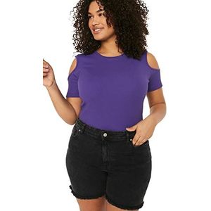 Trendyol Trendyol Basic gebreide blouse met ronde hals voor dames, oversized, slim fit, Trendyol basic gebreide blouse met ronde hals, oversized, slim fit, dames, Paars.