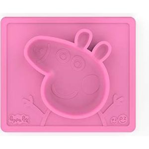 EZPZ Peppa Pig Mat 12 maanden + bord van 100% siliconen met geïntegreerde placemat voor baby's en peuters, roze