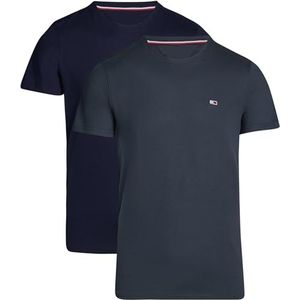 Tommy Jeans T-Shirts Manches Courtes Homme Lot de 2 Slim Fit, Multicolore (New Charcoal/Dark Night Navy), L