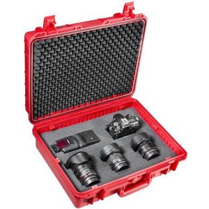 Mantona Outdoor foto-apparatuur beschermkoffer (maat L, waterdicht, schokbestendig, stofdicht) rood