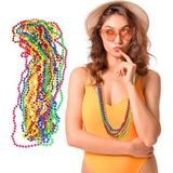 Relaxdays 30 stuks kleurrijke hippie parelkettingen, kostuumaccessoires, jaren 80 themafeest, carnaval, meerkleurig