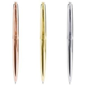 Kikkerland 4355 Retro pen van metaal, goud/zilver/koper, 3 stuks