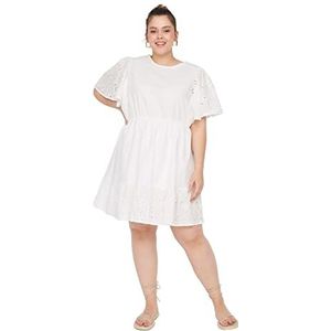 Trendyol Standaard mini-jurk, grote maat, damesjurk, Wit.