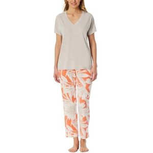 Schiesser Schiesser Damespyjama, 7/8, korte mouwen, geselecteerde premium pijamaset voor dames, Grijze jaspis 182540