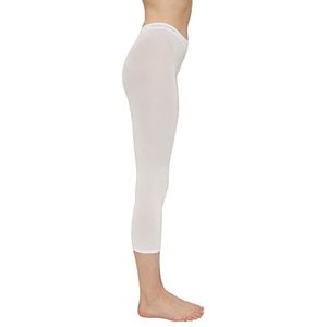 ESPRIT Cotton Capri dameslegging, ondoorzichtig, wit, marineblauw, grijs, zwart, effen, kort, middelhoge taille, voor winter of zomer, 1 paar, Wit (Wit 2000)