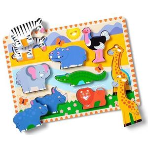 Melissa & Doug Grote puzzel van hout, safari, cadeau voor kinderen van 2, 3, 4 jaar, speelgoed voor kinderen van 1 jaar, activiteiten- en ontwikkelingsspeelgoed, educatief speelgoed, klassiek houten