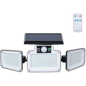 GRIFEMA GD202 Buitenlamp op zonne-energie met bewegingssensor, [280 leds/3 modi/2400 mAH], buitenspot op zonne-energie met afstandsbediening, IP65 waterdicht, voor tuin, garage