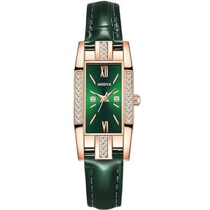 Les enfants peuvent porter une montre à quartz, un cadran vert clair en alliage, un bracelet carré en tissu imperméable avec un cadran avec diamant, Vert clair, 22.7cm