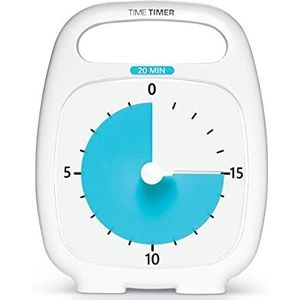 Time Timer Plus 20 minuten visuele analoge timer (wit) - optioneel actueel alarm (volumeregeling) - geen hard tikken - tijdmanagementtool