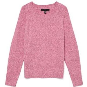 Vero Moda Vmdoffy Ls Damesblouse met ronde hals, Magenta/Details: Heather