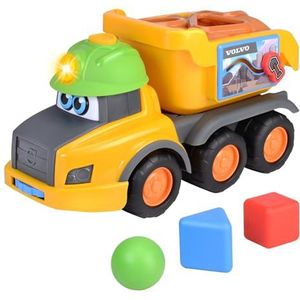 Dickie Toys ABC - Harry Hauler sorteervoertuig (30 cm) vanaf 1 jaar - grote Volvo vrachtwagen met steekspel, rammelaarvormen, licht en geluid, speelgoedauto voor baby's en kinderen vanaf 12 maanden