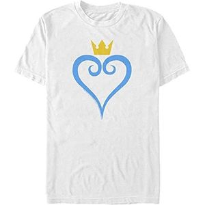 Disney Kingdom Heart and Crown Organic T-shirt, korte mouwen, uniseks, wit, L, Weiss