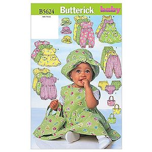 Butterick Patterns b5624 grote maat L-XL kinderjurk trui romper jumpsuit slipje hoed en tas, 1 stuk, wit