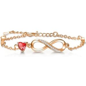 Damesarmband zilver 925, oneindigheidsarmband, hart, sieraden voor dames, met verstelbare zirkonia, cadeau voor moeder, vrouw, dochter, vriendin, Zilver, Kubieke zirkonia