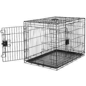 Amazon Basics Hondenkooi, inklapbaar, metaaldraad, met dienblad, 2 deuren, 91,4 cm