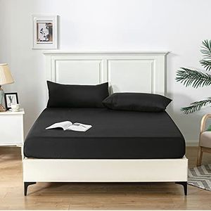 Good Nite Hoeslaken, zacht, ademend, machinewasbaar, voor eenpersoonsbed, tweepersoonsbed, kingsize bed, super kingsize bed, 25 cm diep (zwart, 1-zits)