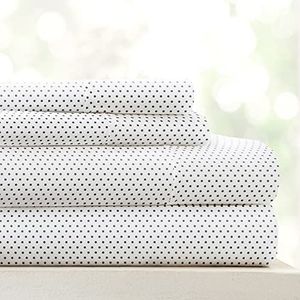 Linen Market 4-delige beddengoedset met stippenpatroon, voor kingsize bed, grijs
