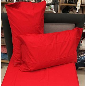 Caleffi - Dekbedovertrekset van katoen, effen, 100% katoen, voor tweepersoonsbed, rood