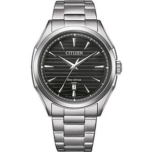 Citizen AW1750-85E Japans analoog kwartshorloge voor heren met roestvrijstalen armband, zilverkleurig, band, zilver., Riem