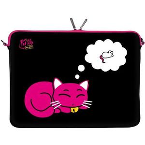 Kitty to Go LS143-15 laptophoes voor laptop, 15,6 inch, zwart/roze kattenpatroon