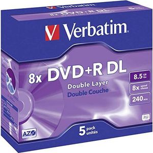VERBATIM 43541 DVD+R 8,5 GB 8 x dubbele laag mat zilver 5 stuks