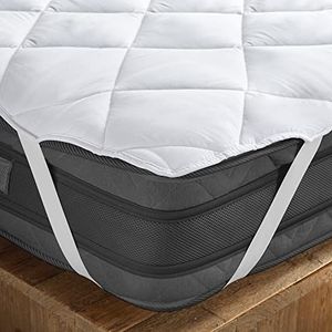 Komfortec Matrasbeschermer 180x200 cm 4 hoeken van rubber 500g/m² ademend voor boxspringbed en matras, gewatteerde topper, zachte matrasbeschermer, wit