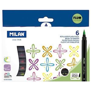 Milan® Marker, penseelpunt, neonkleuren, 6 stuks