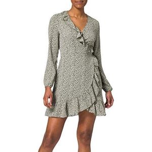 ONLY dames Casual jurk ONLCARLY L/S WRAP SHORT DRESS WVN, Seagrass / Multi Dot, L