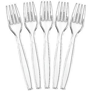 Generic CRF01 50 stuks herbruikbare transparante vorken | robuuste transparante vorken voor servies en servies, transparant