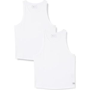 TOM TAILOR Denim 1037154 Basic Tanktop voor heren, verpakking van 2 stuks, wit 20.000