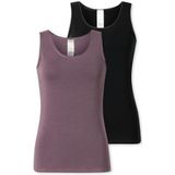 Schiesser Schiesser Tanktops voor dames, 2 stuks, met kant, katoenen mix, modern multipack ondergoed voor dames, Geassorteerd 3_182906, 48