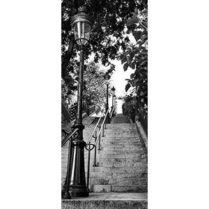 Scenolia Sticker deurposter - trap van het heilige hart Montmartre 85 x 205 cm - wanddecoratie, zelfklevend, bedrieglijk oog - eenvoudige installatie en HD-kwaliteit