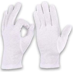 3 paar witte katoenen handschoenen voor dames en heren, maat L