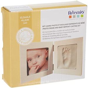 Artemio 13040008 Set voor babyafdruk en fotolijst, hout, wit, 13,5 x 4,5 x 16 cm