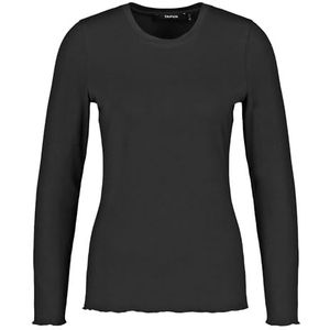 Taifun T-shirt à manches longues pour femme avec teneur en laine - Manches longues - Col rond - Couleur unie, Noir, 46