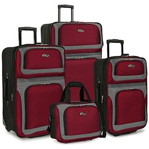 U.S. Traveler New Yorker Set van 4 koffers, rood, Diep Rood, New Yorker Lichte en zachte trolleykofferset