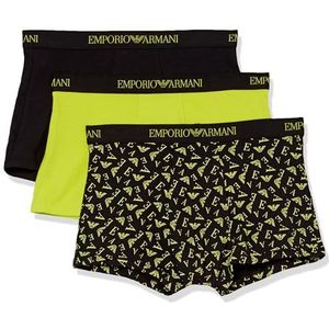 Emporio Armani Emporio Armani Set van 3 boxershorts van puur katoen voor heren, set van 3, Zwart/Zwart/Limoen Print