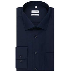 Seidensticker Businesshemd heren - strijkvrij overhemd met regular fit - regular fit - lange mouwen - kent-kraag - borstzak - 100% katoen, blauw (donkerblauw)