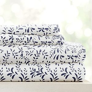 Linen Market Burst of Vines beddengoedset, 4-delig, marineblauw