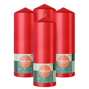 Bolsius - Gladde Stompkaarsen - 20cm - 4 stuks - Rood